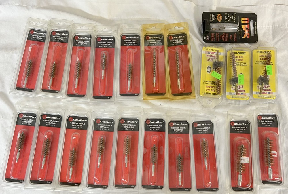 large lot mostly Kleenbore brushes, jags, mops, adapters w/ boxes FREE shipping