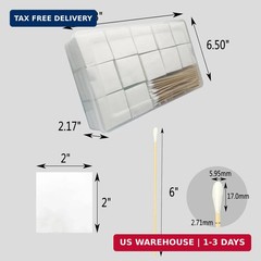 2 X 2 Inch Square Gun Cleaning Patches Pad & 6 Inch Long Bamboo Cleaning Swabs f