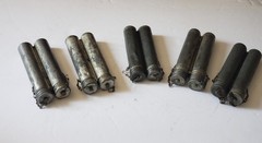 Lot Of 12 Military Metal Plastic Oil Bottles some have bore brushes