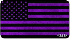 ELITE OUTDOORS Black and Purple Distressed Flag Gun Cleaning MAT 12″ x 22″ USA
