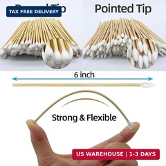 500PCS Cleaning Swabs 6in Bamboo Sticks Lint Free Cotton Applicators