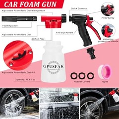 Car Wash Cleaning Kit with Foam Gun Sprayer Detailing Brushes Windshield 16Pcs