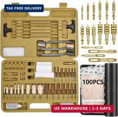 iunio Universal Gun Cleaning Kit, with Mat and Case, Full Brass Jags, Rods and A
