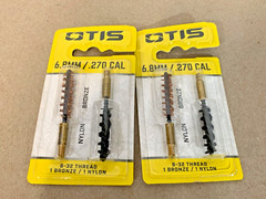 OTIS 6mm/.243 CAL Nylon & Bronze Bore Brushes Lot of 2 Packs 4 Total Brushes