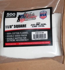 Pro Shot Cotton Patches 1 1/8″ Square 500 Count 22 6MM 243 6.5MM 270 Ships free