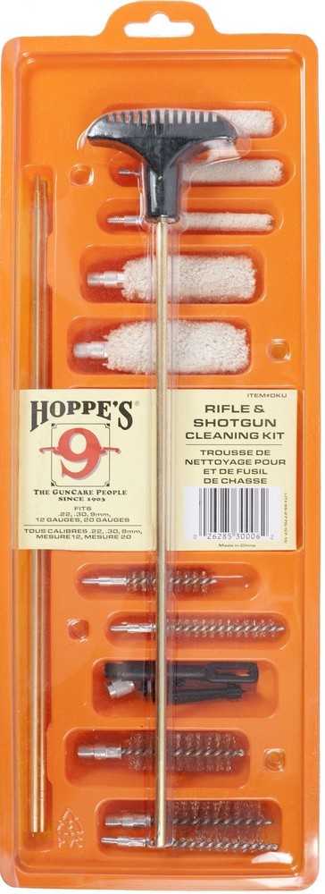 Hoppe’s 9 Dry Gun Cleaning Kit w/ Brushes, Swabs – Universal Kit, Clam Pack: DKU
