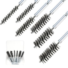 6-Piece Stainless Steel Bore Brush Set with Hex Shank for Ultimate Rust Removal
