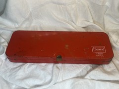 Vintage Sears .410 Gun Cleaning Kit w/ Red Metal Case, Gun Oil, Solvent & Cloth