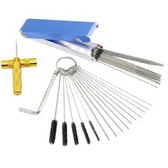 Carburettor Cleaning Brush Set Stainless Steel Aluminum Box 5 Brushes Wrench Kit