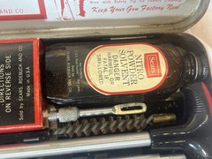 Vintage Sears .410 Gun Cleaning Kit w/ Red Metal Case, Gun Oil, Solvent & Cloth