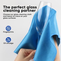 Homexcel Microfiber Glass Cleaning Cloths 6 Pk Lint Streak Reusable Microfiber