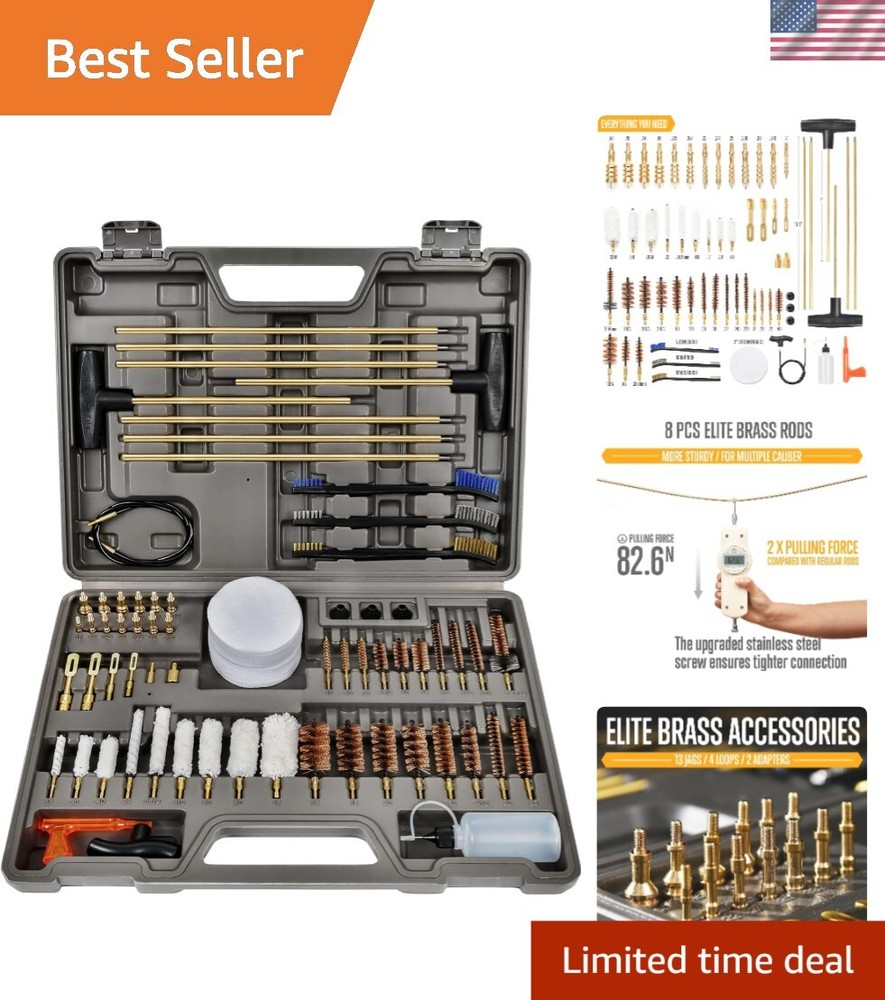 Premium Handgun and Shotgun Cleaning Kit with Reinforced Rods & Brass Brushes