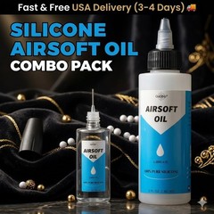 Airsoft Oil 2 Oz & 1 Oz Needle Oiler 100% Silicone Air Gun Oil, Multi-Purpose Ai