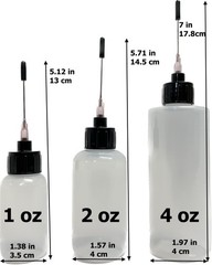 2 Pack 2 OZ Bottles with Stainless Needle Tip, Precision Tip Applicator for G…