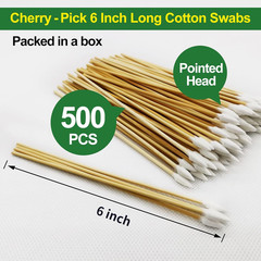500PCS Precision Gun Cleaning Swabs, 6 Inch Pointed Cotton Swabs with Storage Ca