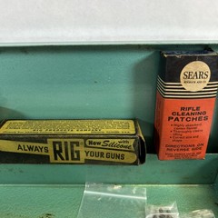 Vintage Challenger Gun Cleaning Case, Sears Oil, Patches, Grease, Bores, Brushes