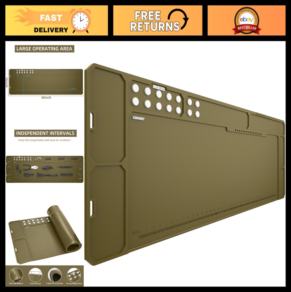 Extra Large Gun Cleaning Mat 48″x16″ – Magnetic, Anti-Slip Rubber, Repair Mat fo