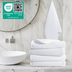 POLYTE 430 GSM Microfiber Lint Free Hand Towel 16×30 Waffle Weave 4-Pack