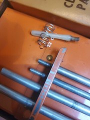 Vintage Ted Williams Rifle Cleaning Kit by Sears. Orange Metal Case. Orig. 1960s