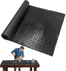 48” x 17” Non-Slip Workbench Mat – Durable PVC with Steel Plate Texture