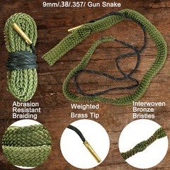 9mm Pistol Cleaning Kit, Handgun Cleaning kit for .357 .38 with 9mm Gun Snakes i