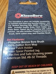Kleen-Bore 5 pcs Bore Cleaner Brush and Mop Set Fits 223 Remington/556 NATO