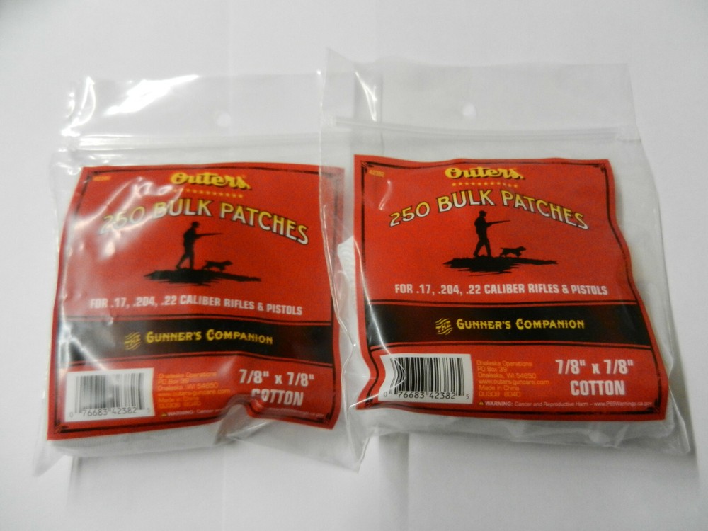 Outers Bulk Cotton Patches; 500 Patches; 7/8″ x 7/8″; 17, 204, 22; 42382