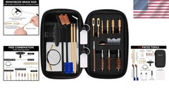 Compact Gun Cleaning Kit with Zippered Case and 10.5 Inch Brass Cleaning Rod