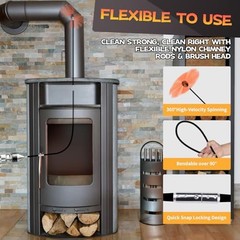 Chimney Sweep Kit, Chimney Cleaning Kit with 9 Flexible Chimney 30 Feet Black