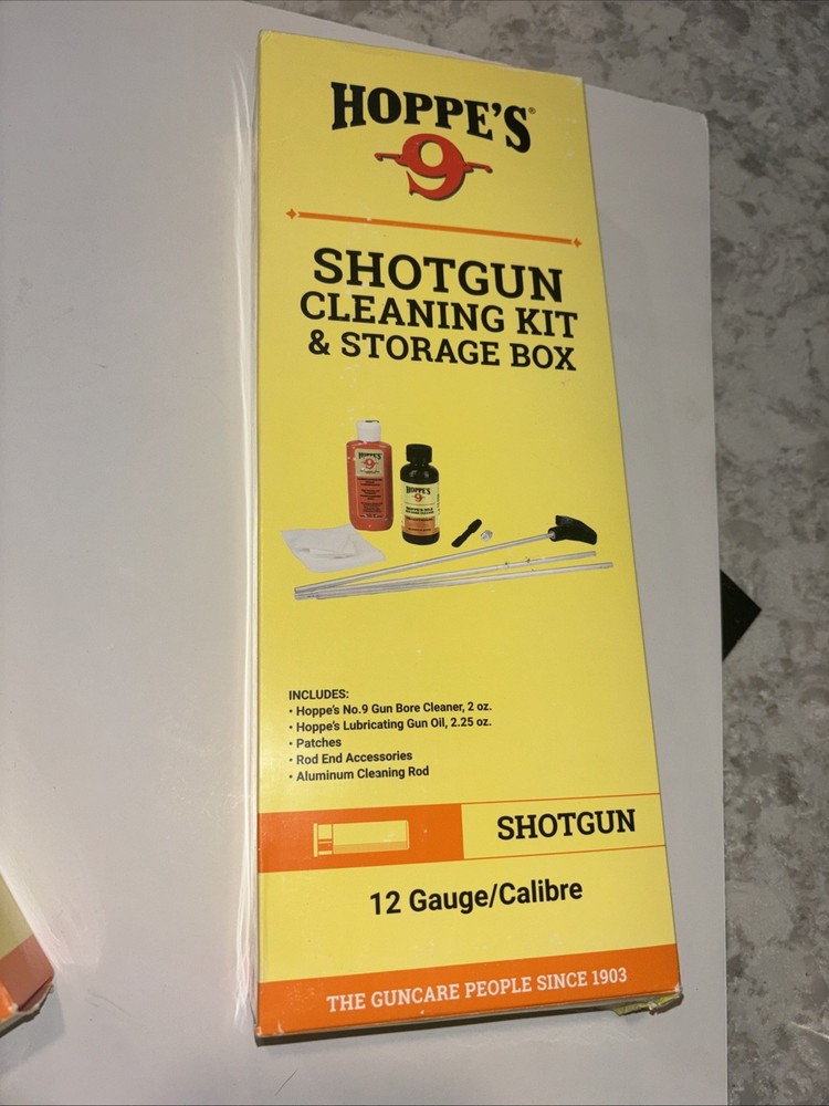 Hoppe’s No. 9 shotgun cleaning kit designed for 12-gauge firearms.