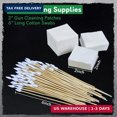Gun Cleaning Supplies – Cleaning Patches and Cotton Swabs, 6″ Long Cotton Swab &