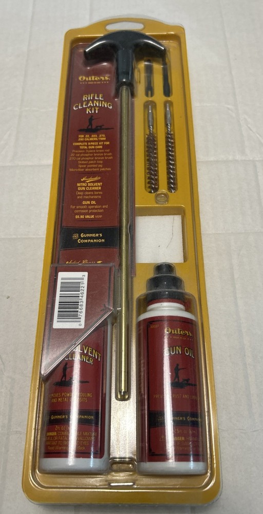 Outers RIFLE CLEANING KIT .22 .223 .270 .280 7mm Aluminum Rod Bore – 8 Piece Kit