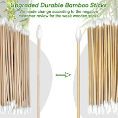 200 Pcs 6 Inch Gun Cleaning Cotton Swabs with Double Pointed Tips, Strong Bamboo
