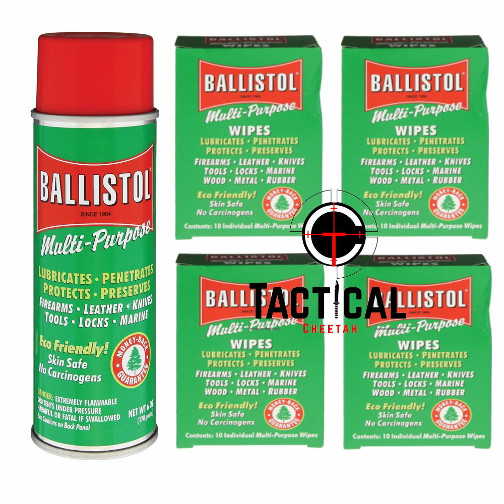 Ballistol, 1 Can of 6 oz Spray Gun Cleaning Multi-Purpose Wipes ( 40 wipes) &