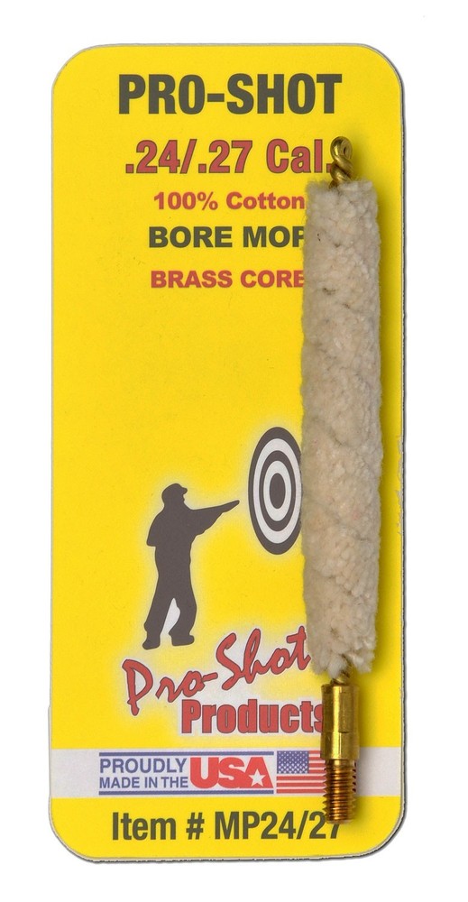 Pro-Shot MP2427 Bore Mop .24 – .27 Cal Rifle #8-32 Thread Brass Core
