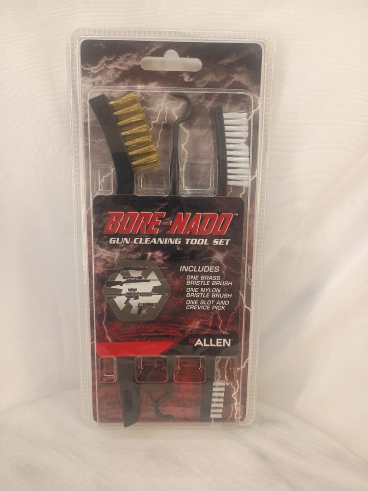 Allen GUN CLEANING TOOL SET Nylon & Brass Bristle Brush • Slot & Crevice Pick