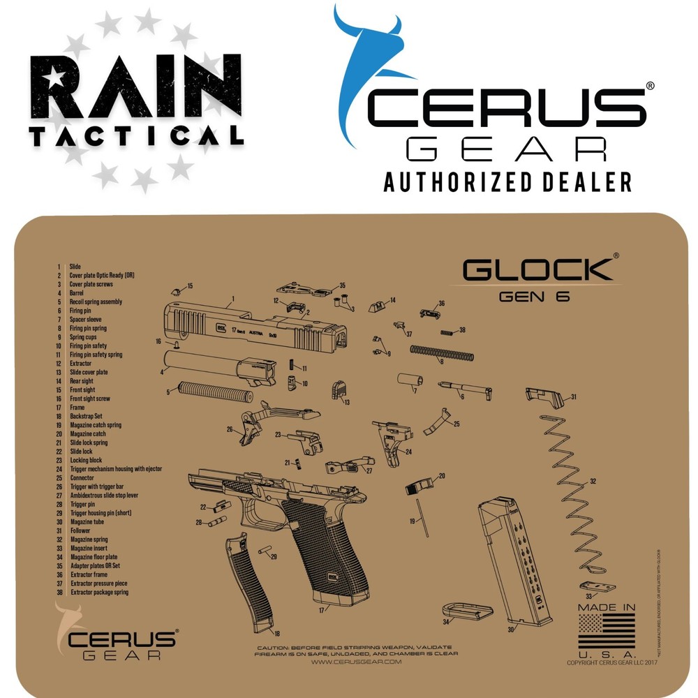For Glock GEN 6 Armorers Bench Cleaning Mat Cerus Gear FDE