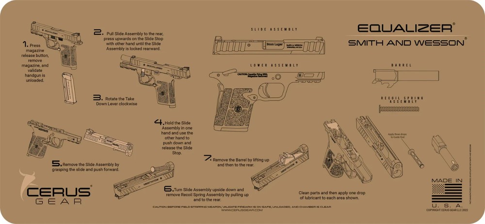 SMITH & WESSON EQUALIZER Instructional Jumbo 12″ X 27″ Gun Mat FDE