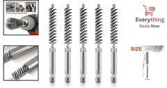 5Pcs 3/8″ Stainless Steel Bore Brush Set – 1/4″ Hex Shank Wire Cleaning Brushes