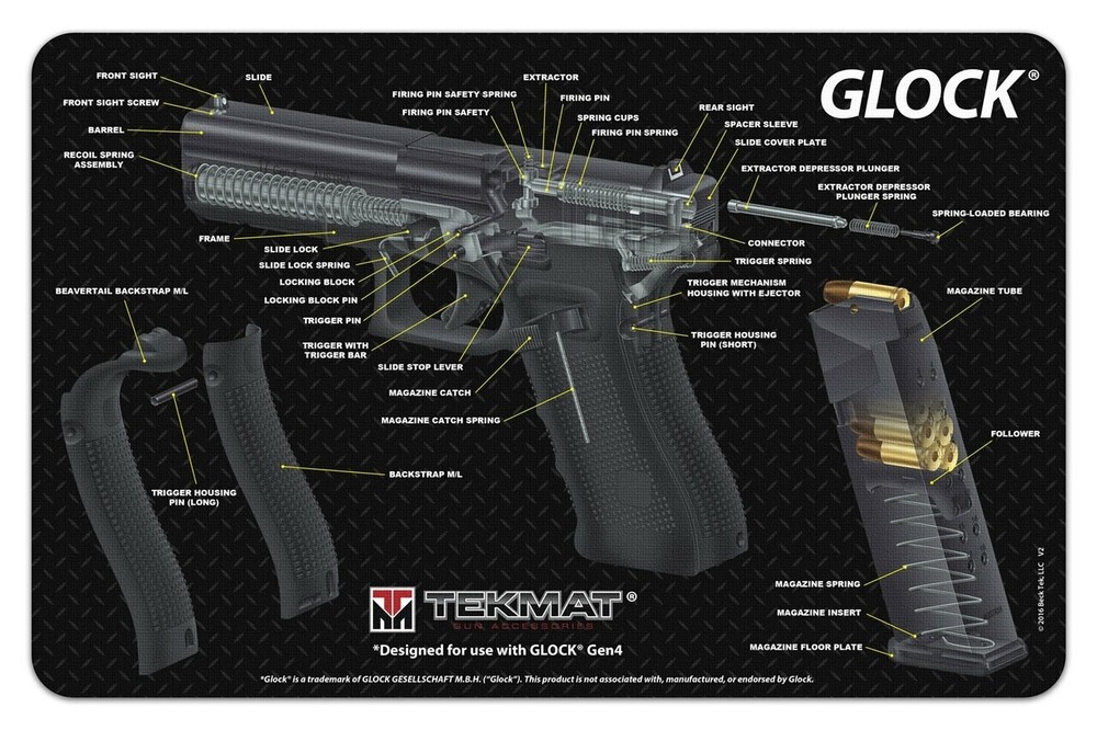 TekMat Handgun Cleaning Mat Glock Cut Away