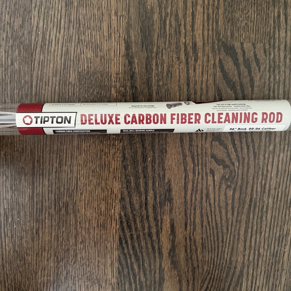 Tipton Deluxe 1-Piece Gun Cleaning Rod 22 to 26 Caliber 36″ Carbon Fiber 8-32