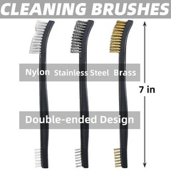 Gun Cleaning Brushes Double Ended Brass Steel Nylon Bristle Brush Set Gun