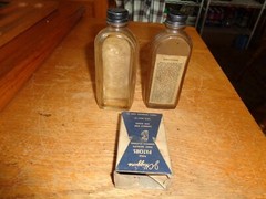 2 Vintage JC Higgins Sears Roebuck Solvent Bottle Guns & Reels &Empty Patch Box