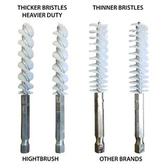 industriaL tube cleaning brush set 1/4”hex 5 piece 8,11,13,15,19mm White nylon