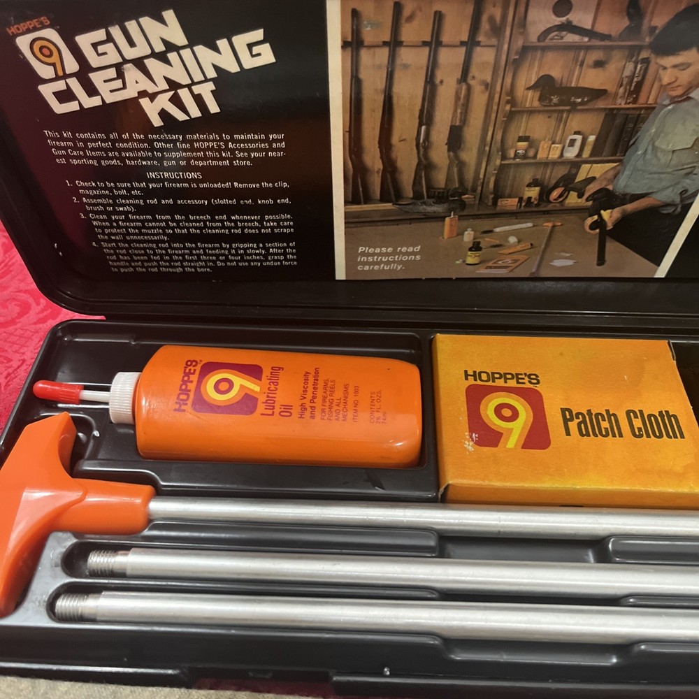 VTG Hoppe’s Shotgun Gun Cleaning Kit orange case oil can Rod Accessories