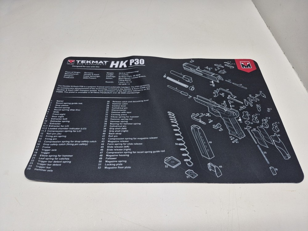 TekMat HK P30 Gun Cleaning Mat 11×17 HKParts Exploded Diagram TEK-17-P30OF-HK