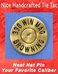 338 WIN MAG Caliber Cartridge Hat Pin Shooting Jacket Pin Tie Tack Gun Ammo