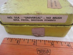 Vintage BRITE-BORE Deluxe Rifle Gun Cleaning Kit Yellow Metal Box. No. 25A