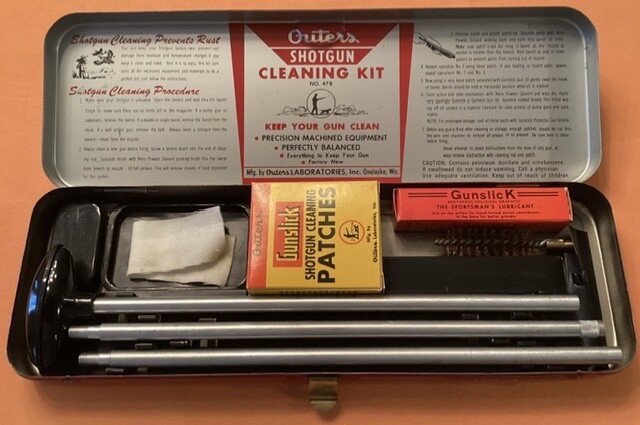 Vintage OUTERS Gunslick Shotgun Gun Cleaning Kit 16ga Gauge Rod Tools Case NICE