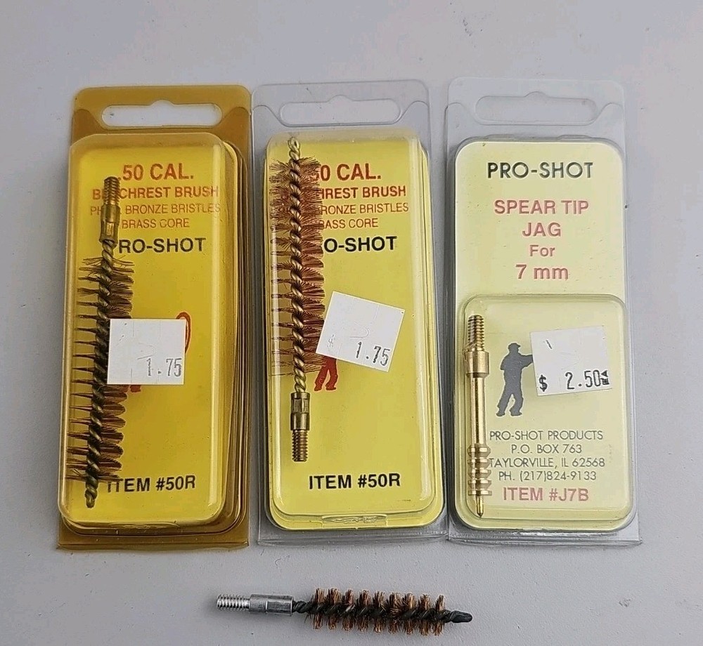 Pro-Shot Benchrest Brush For .50 Cal plus spear tip jag for 7mm